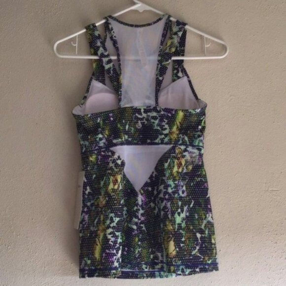 Lululemon (4) Running In The City Dotted Floral Abstract Mesh Racerback Tank Top - Picture 4 of 9